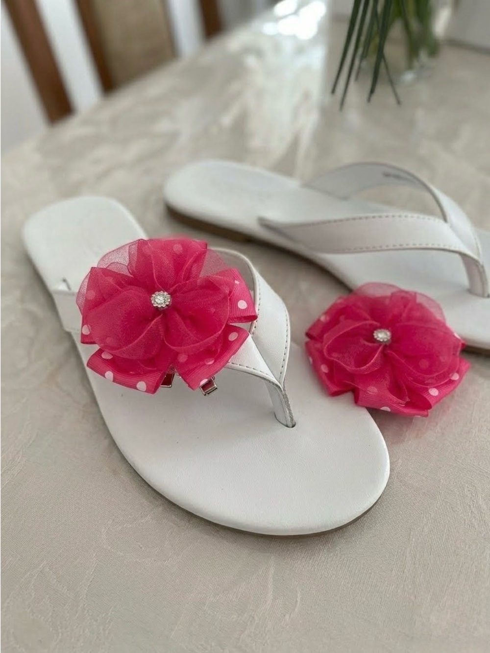 Handmade Hot Pink Flower Shoe Clips